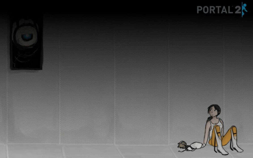 Quiet Portal 2 Wallpaper: Reflective Moment in Test Chamber