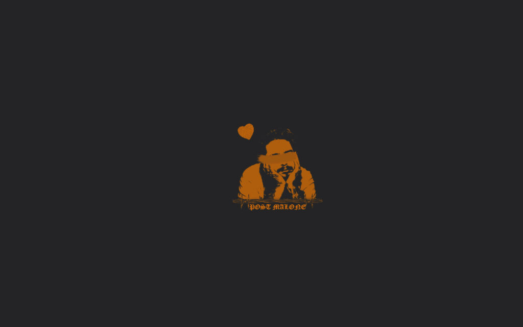 Minimalist Post Malone Wallpaper: Orange Silhouette on Black Background
