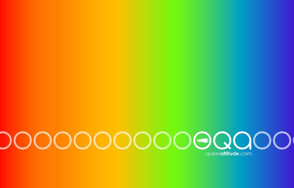 Minimalist Pride wallpaper with smooth rainbow gradient and white outlined circles row