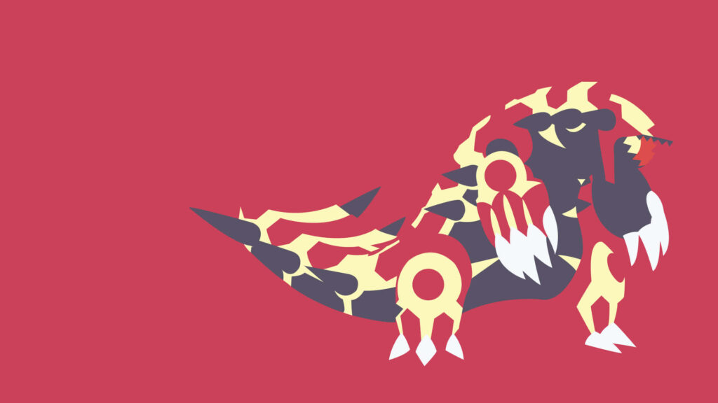 Minimalist Primal Groudon Wallpaper on Bold Red Background