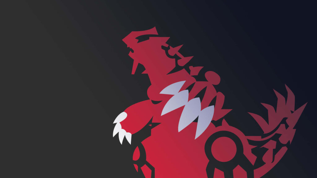 Minimalist Primal Groudon Wallpaper: Sleek Red & Black Design