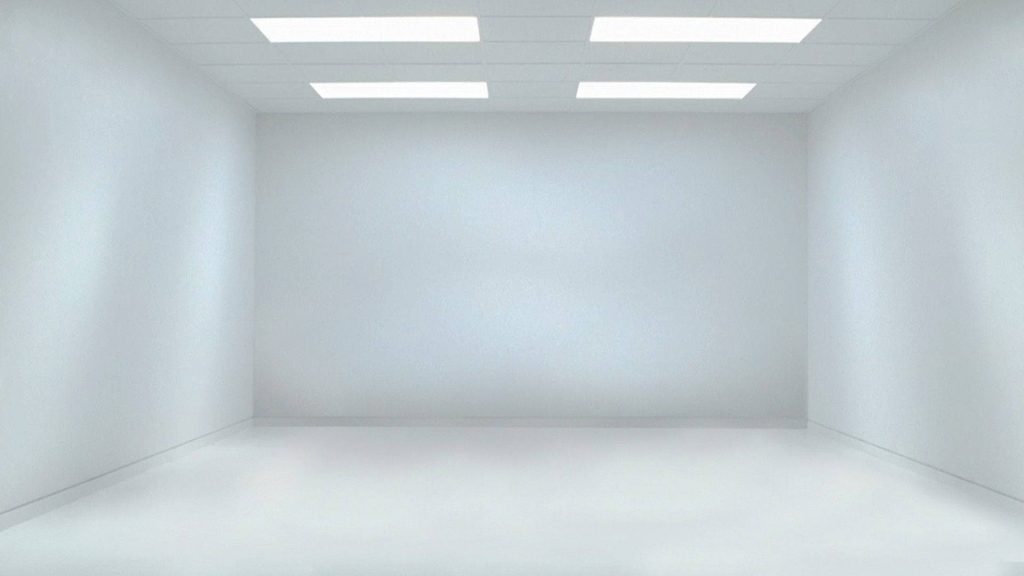 Minimalist pure white room wallpaper with bright overhead lights clean modern empty interior