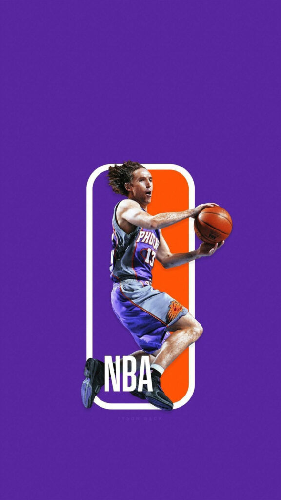 Minimalist Purple NBA Wallpaper: Dynamic Basketball Player in Action