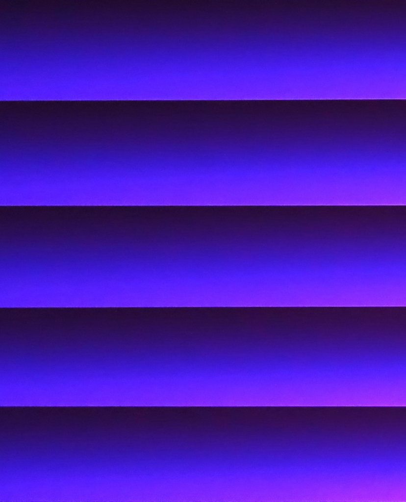 Minimalist wallpaper with vivid purple and blue horizontal stripes and smooth gradient transition