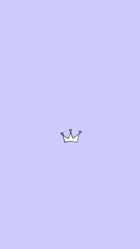 Minimalist purple wallpaper with hand-drawn heart-tipped crown on pastel lavender background