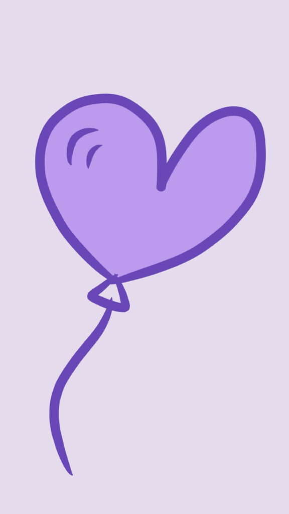 Minimalist Lavender Wallpaper with Hand-Drawn Purple Heart Balloon