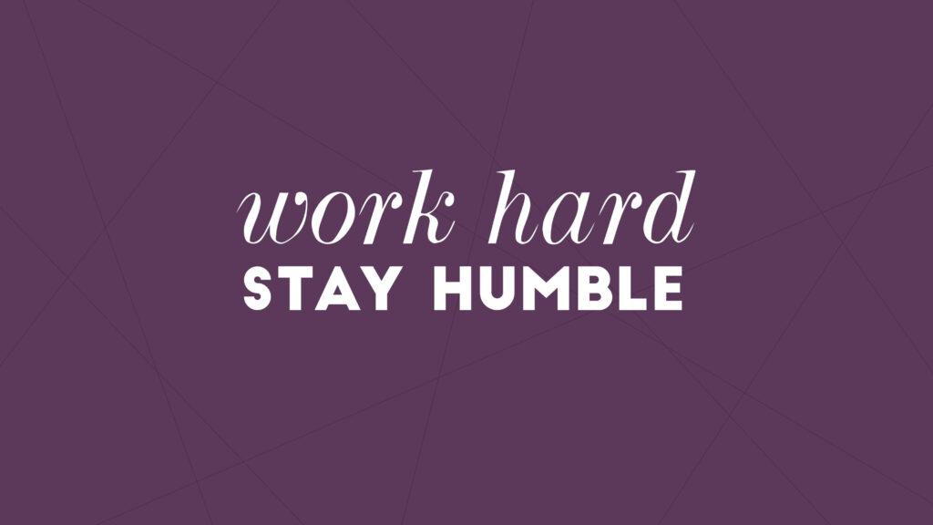 Motivational Minimalist Wallpaper: 'Work Hard, Stay Humble' on Purple