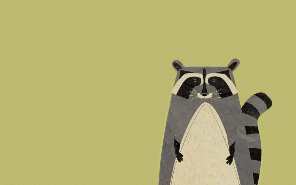 Minimalist Raccoon Wallpaper on Light Green Background - Clean Design