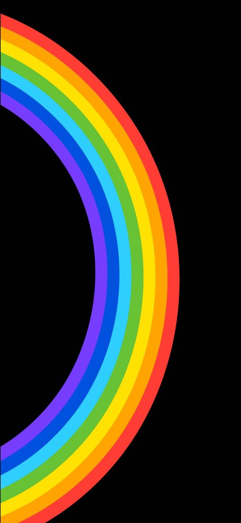 Minimalist vibrant rainbow arc on sleek black background pride inspired digital wallpaper
