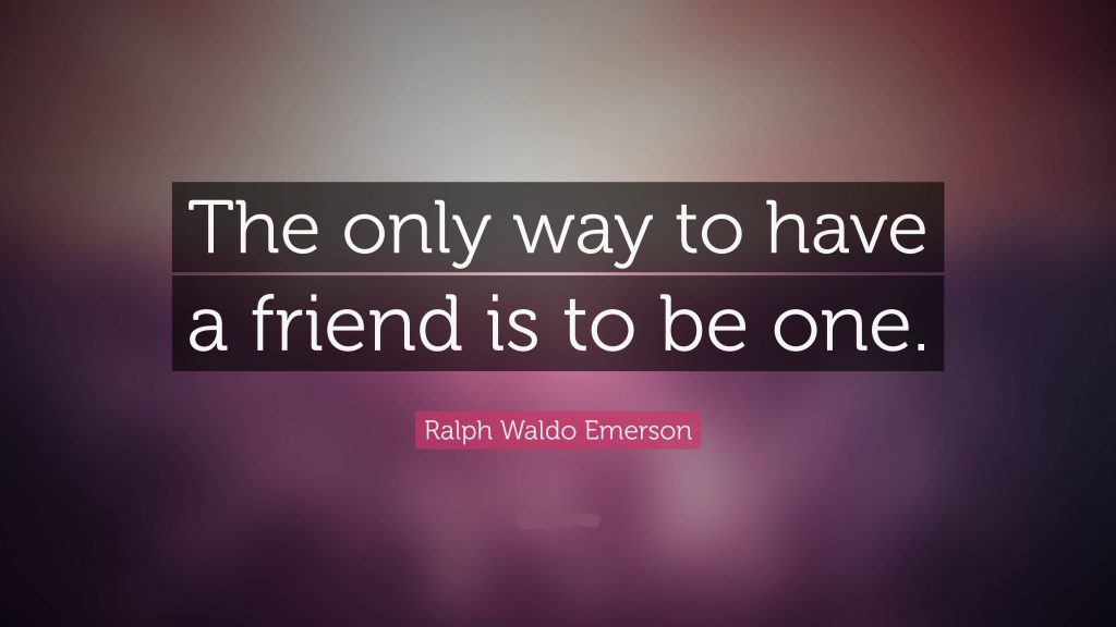 Minimalist wallpaper with Ralph Waldo Emerson quote white text on dark purple gradient background