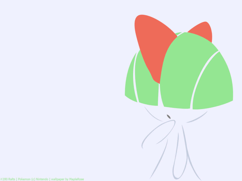 Minimalist Ralts Illustration on Bluish-White Background Wallpaper