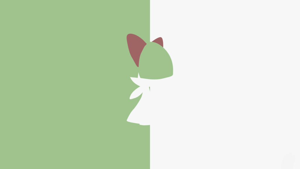 Minimalist Ralts Wallpaper: Stylish Two-Toned Design on Green Background