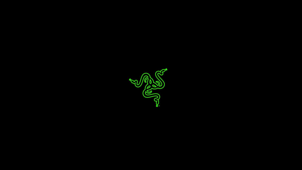 Minimalist Black Wallpaper with Neon Green Razer Logo - 2560x1440