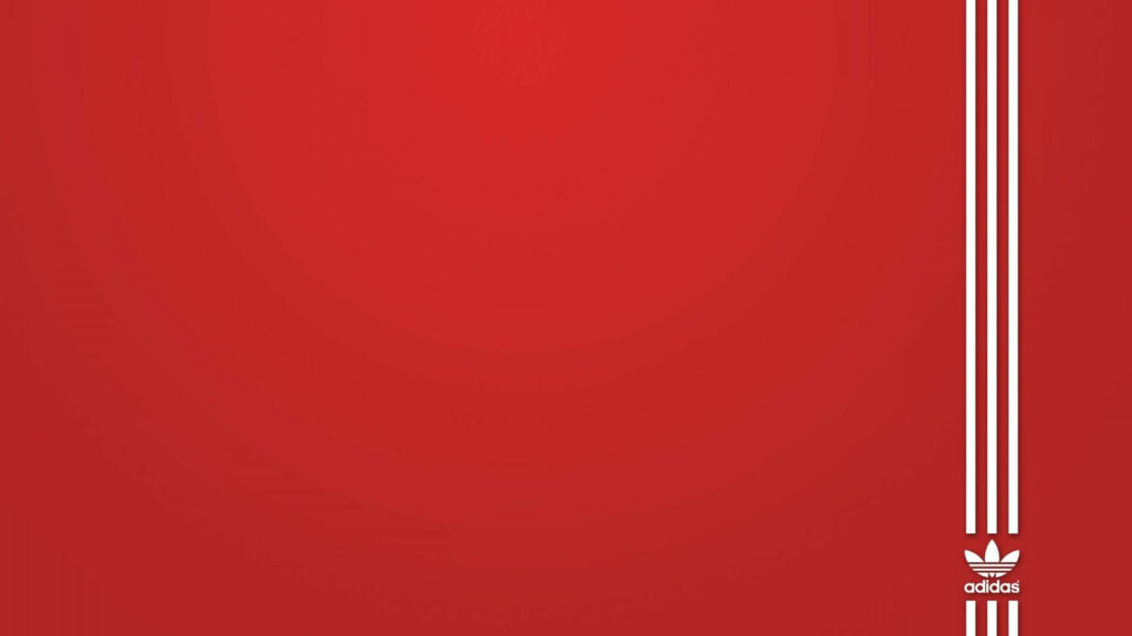 Minimalist red Adidas wallpaper with three white stripes and logo modern clean background