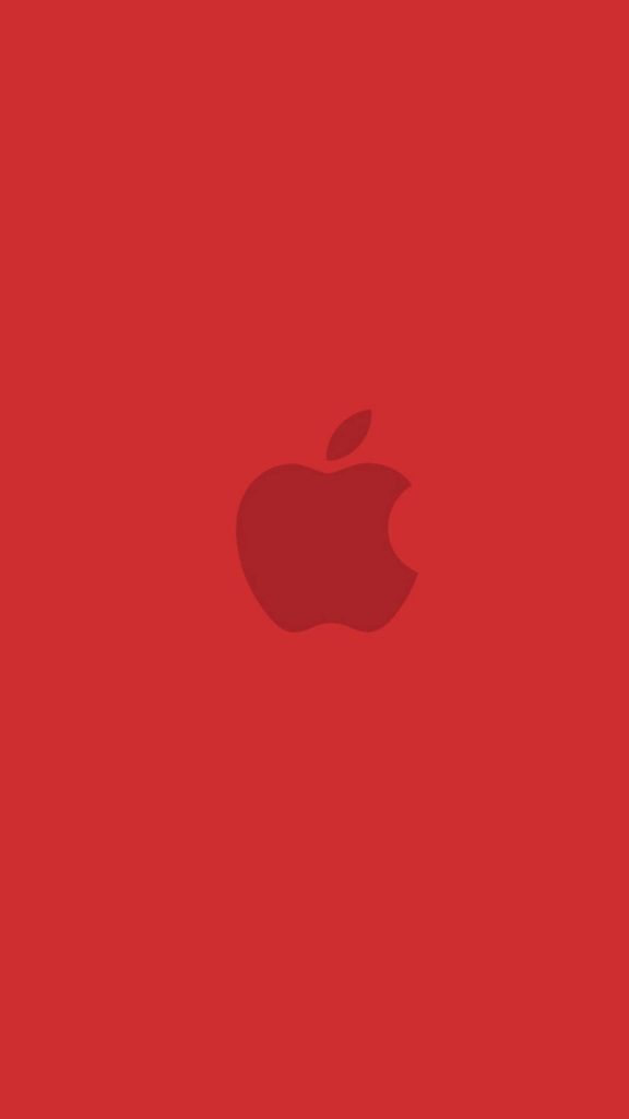 Minimalist red Apple logo wallpaper sleek vibrant monochromatic background iPhone design