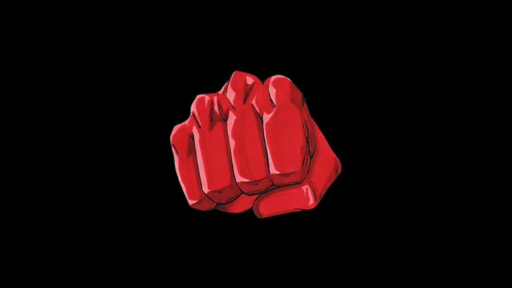 Minimalist Red Fist Wallpaper - Bold Art on Black Background