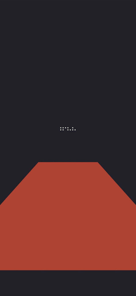 Minimalist Red Geometric Wallpaper on Black Background with White Dots