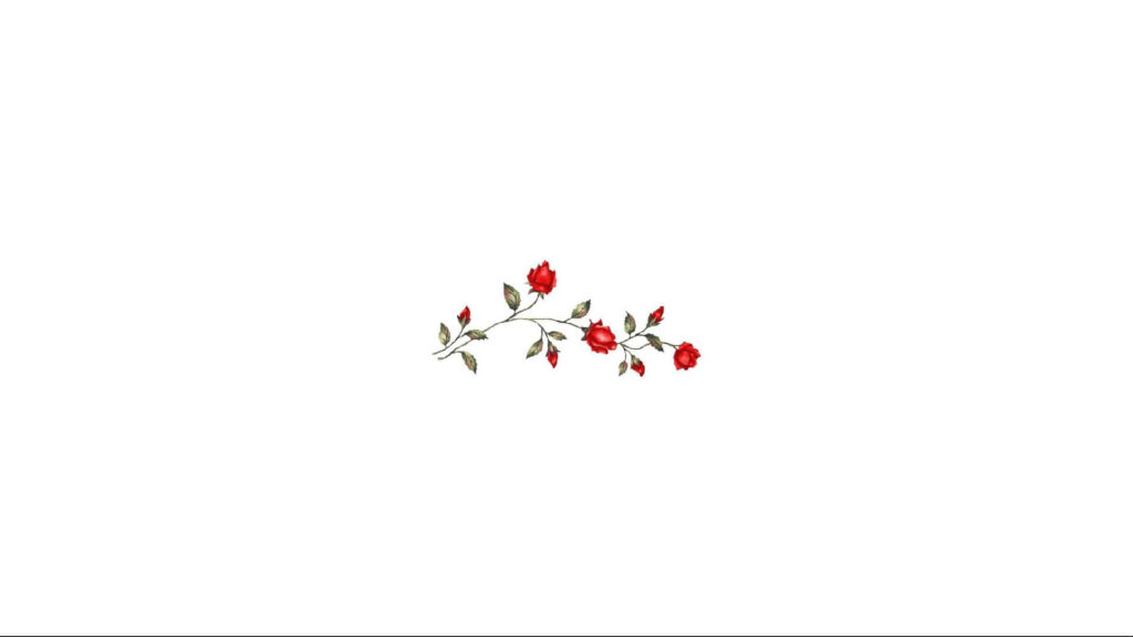 Minimalist Red Roses on White Background - Elegant Wallpaper Design
