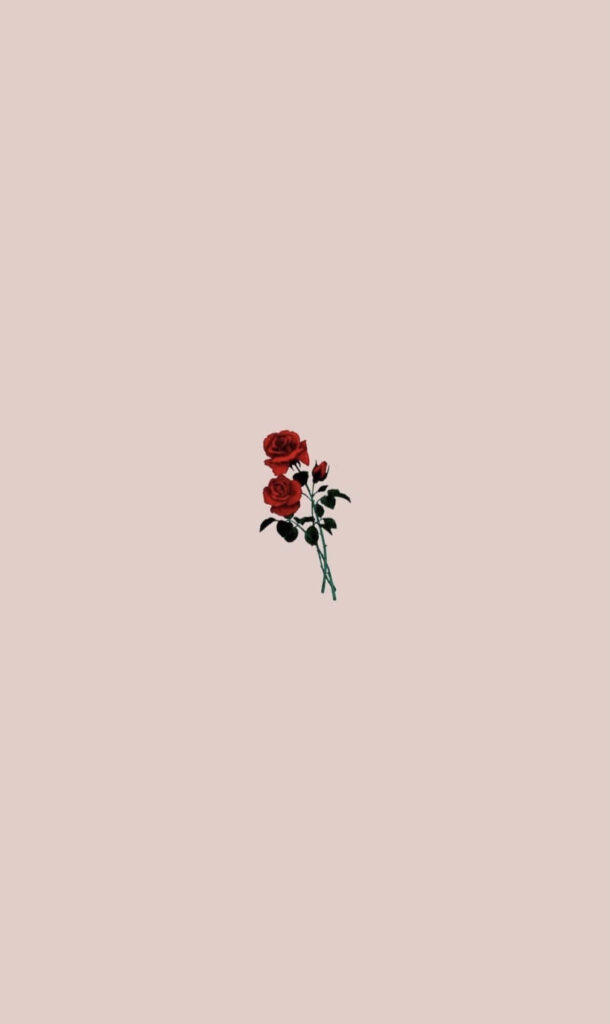 Elegant Minimalist Wallpaper Featuring Red Roses on Beige Background