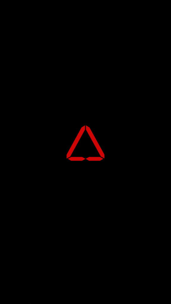 Minimalist red triangular geometric shape on black background inspired by Bastille monument wallpaper