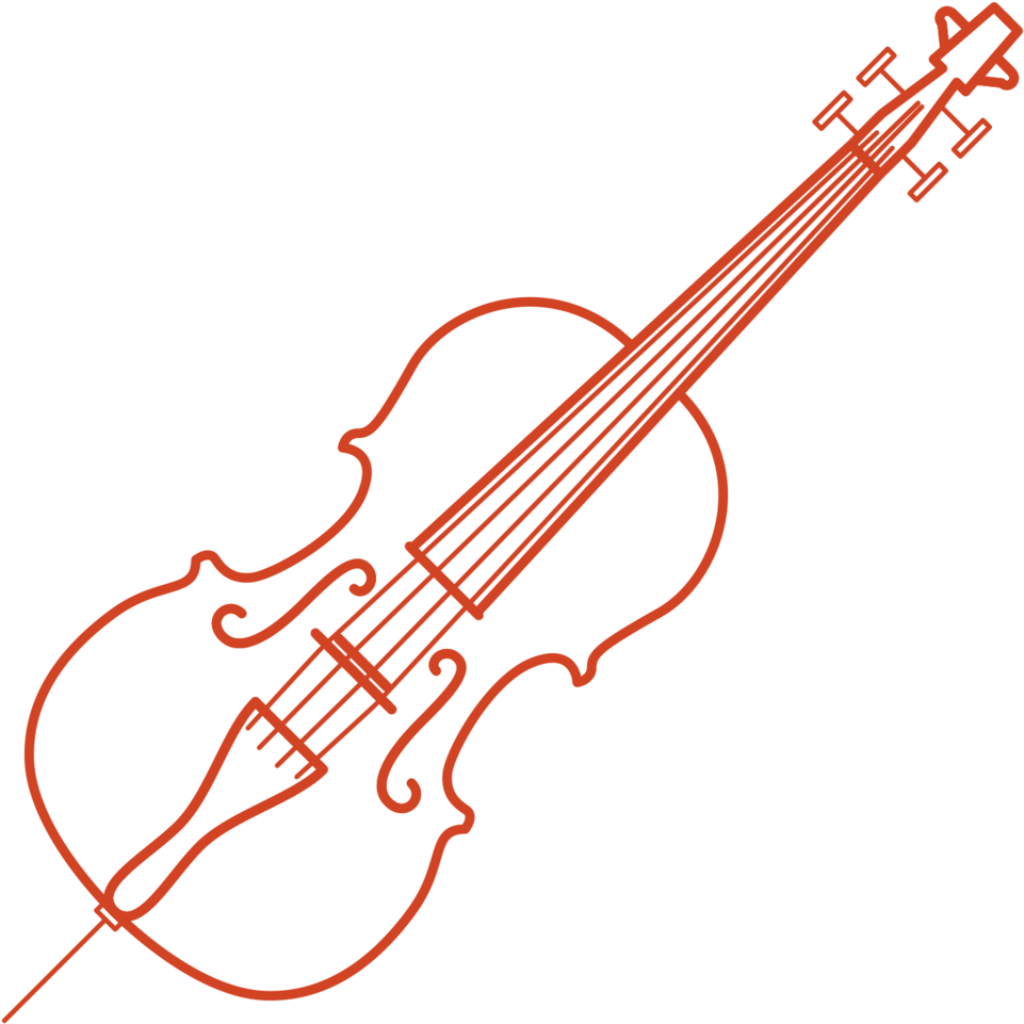 Minimalist Red Violin Outline Wallpaper on Clean Blue Background