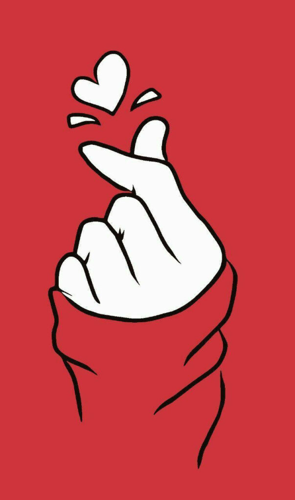 Minimalist Red Wallpaper: Heart Gesture Symbolizing Love & Affection