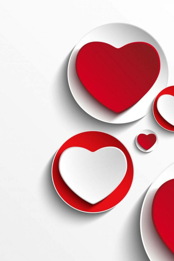 Minimalist Red & White Heart Wallpaper: Elegant Circular Design