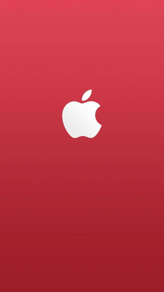 Minimalist iPhone wallpaper with white Apple logo on vibrant red gradient background modern design