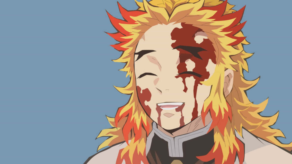 Minimalist Rengoku Kyojuro Wallpaper: Fiery Hair & Clean Lines