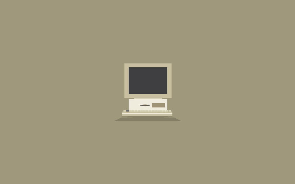 Retro Computer Minimalist Wallpaper: Vintage Tech on Muted Background