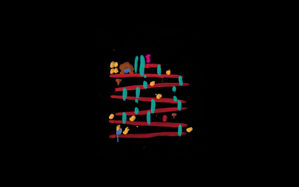 Minimalist Retro Gaming Wallpaper: Colorful Shapes on Black Background