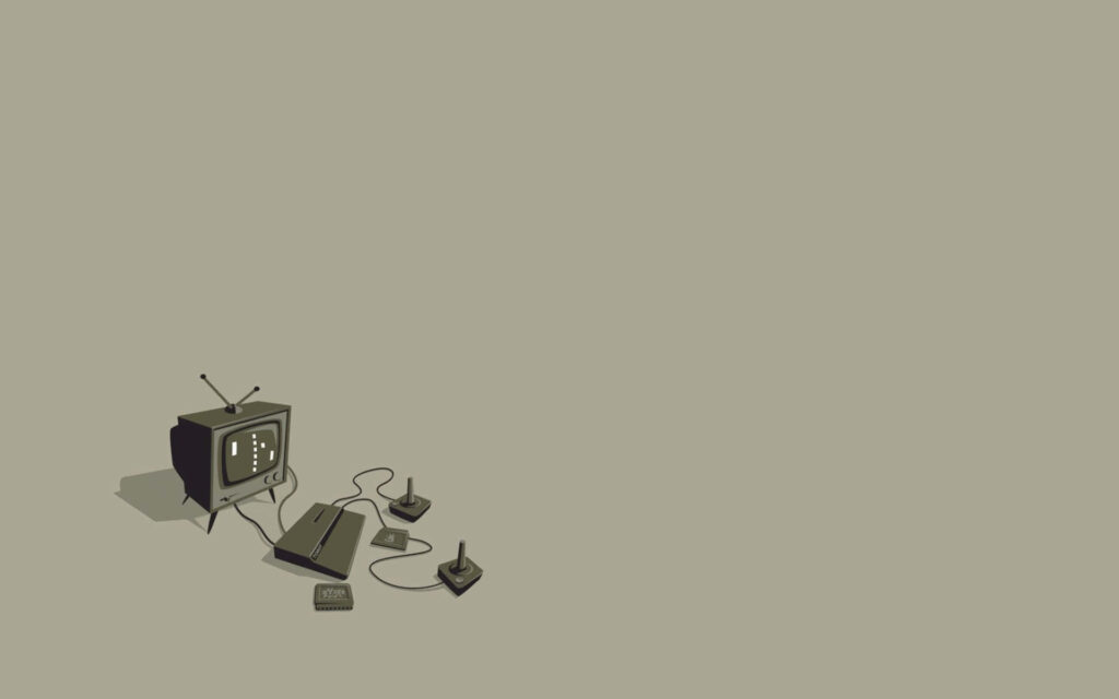 Retro Minimalist Wallpaper: Vintage Electronics on Solid Background