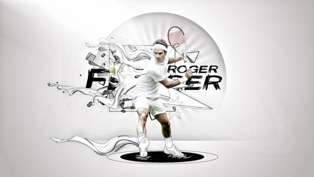 Minimalist Roger Federer Tennis Wallpaper: Modern Artistic Design