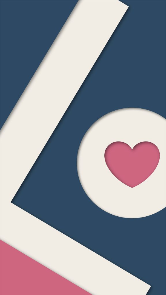 Minimalist romantic pink heart wallpaper cream circle navy blue geometric white bands design