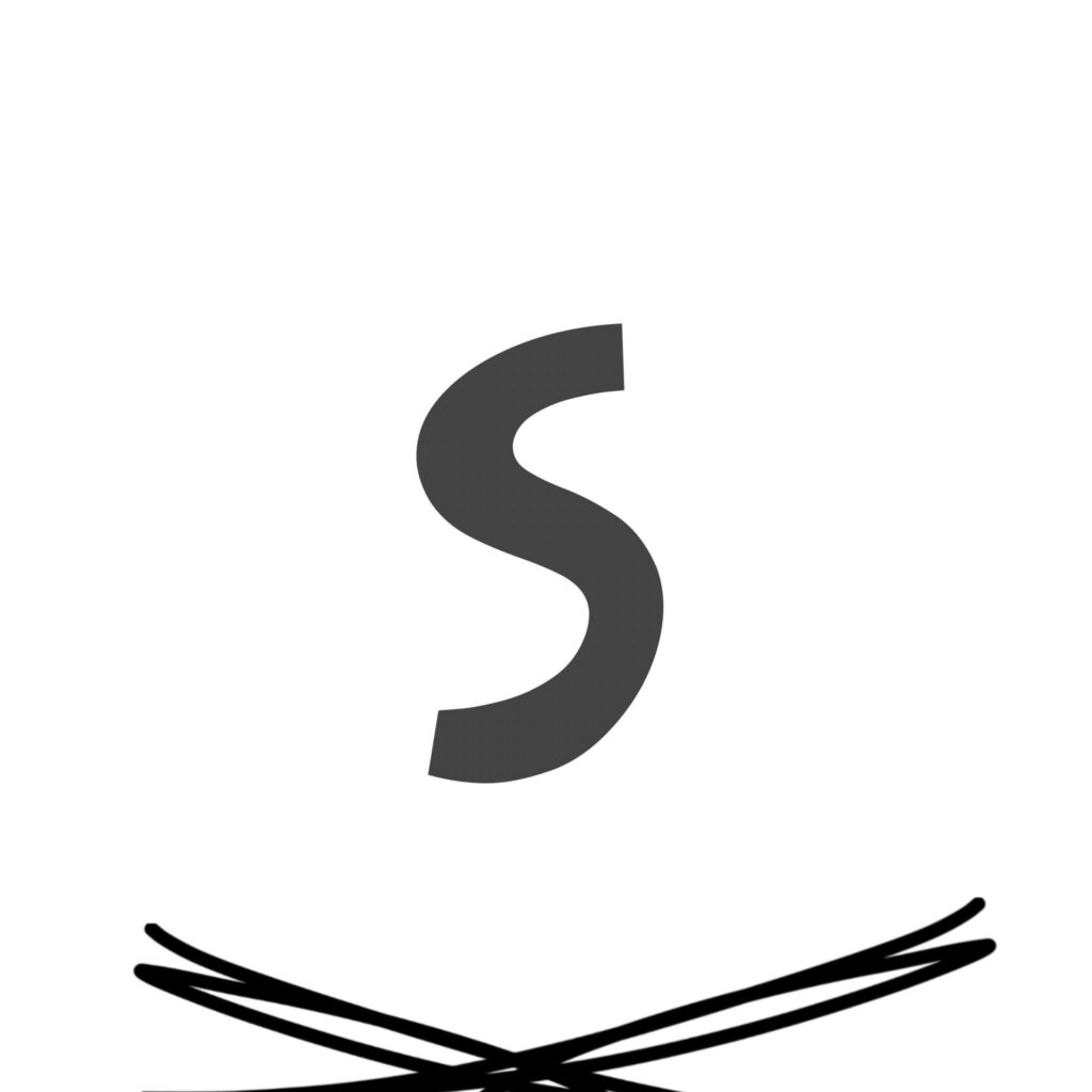 Minimalist Grayscale Wallpaper with Bold 'S' and Artistic Brush Strokes