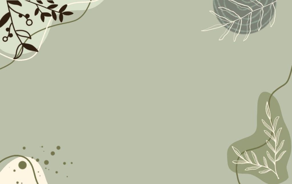 Minimalist sage green desktop wallpaper with delicate botanical line art and organic shapes