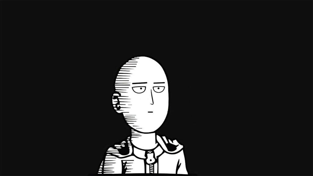 Minimalist Saitama Wallpaper - Cute Black & White Illustration