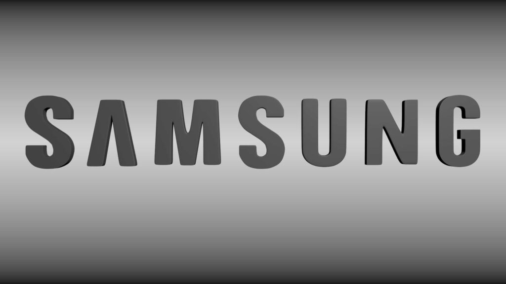 Stylish Samsung Logo Wallpaper on Sleek Gray Gradient Background