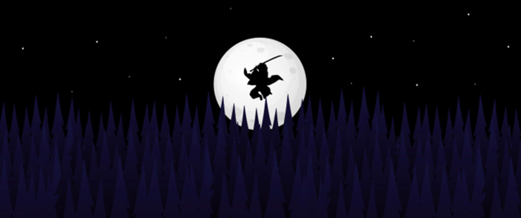 Samurai Silhouette Wallpaper: Moonlit Serenity for 3440×1440