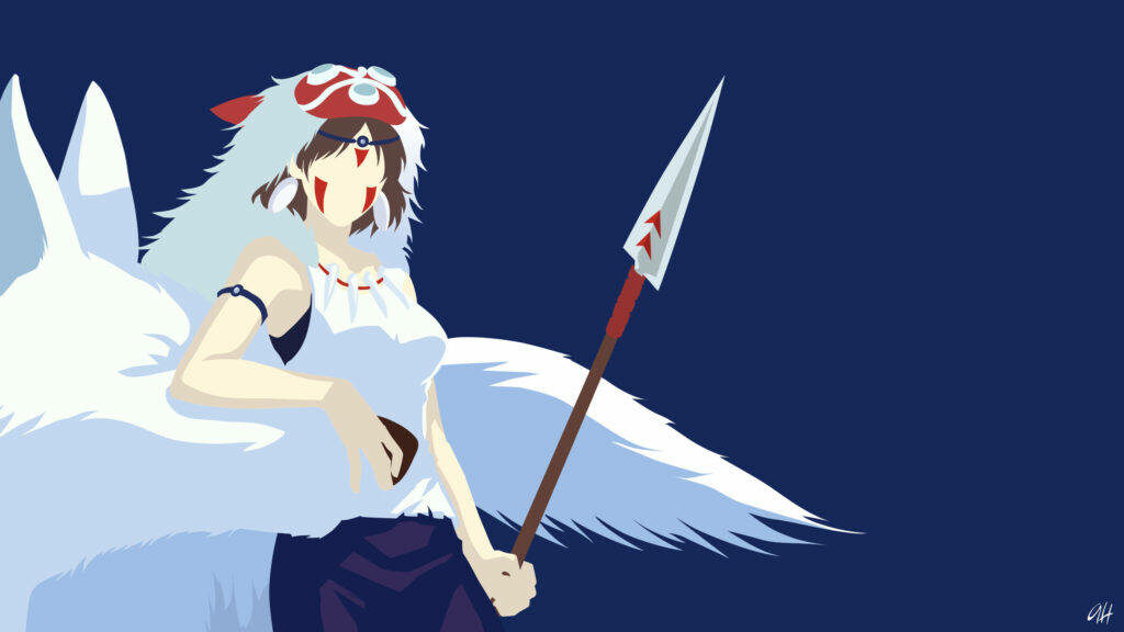 Minimalist San from Princess Mononoke - Stylish Anime Wallpaper