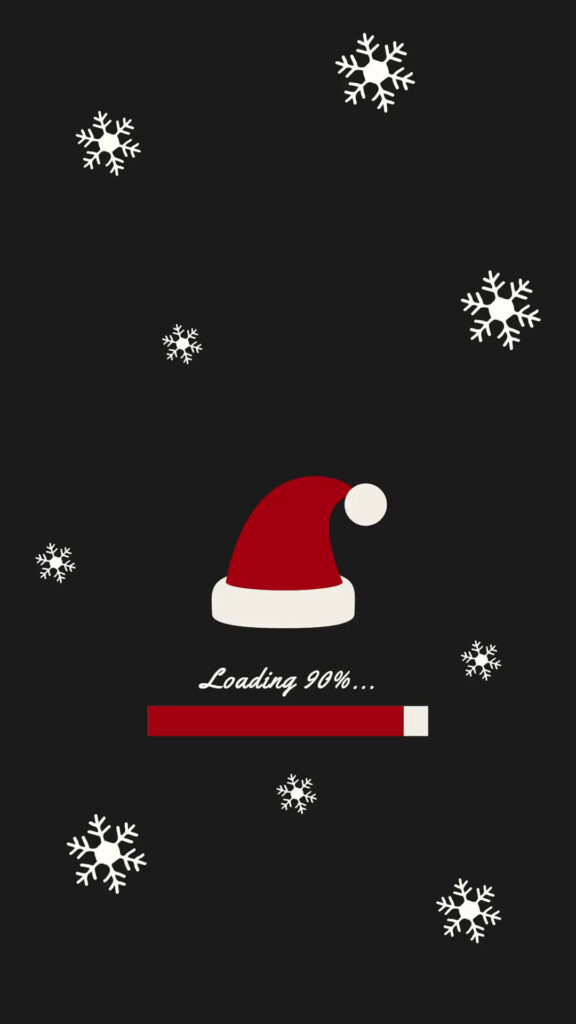 Red Santa Hat Wallpaper with Snowflakes & Techy Loading Bar