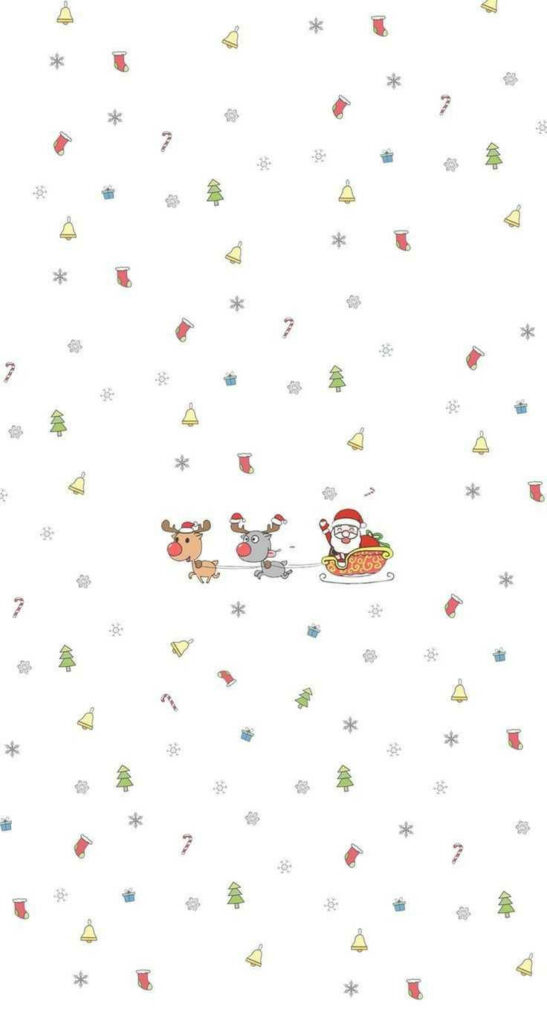 Minimalist Christmas Wallpaper: Santa, Reindeer & Festive Icons