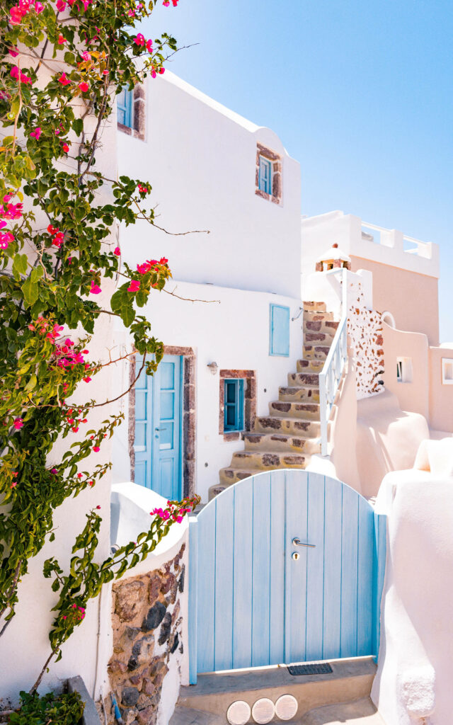 Pastel Minimalist Santorini Wallpaper: Charming Greek Architecture