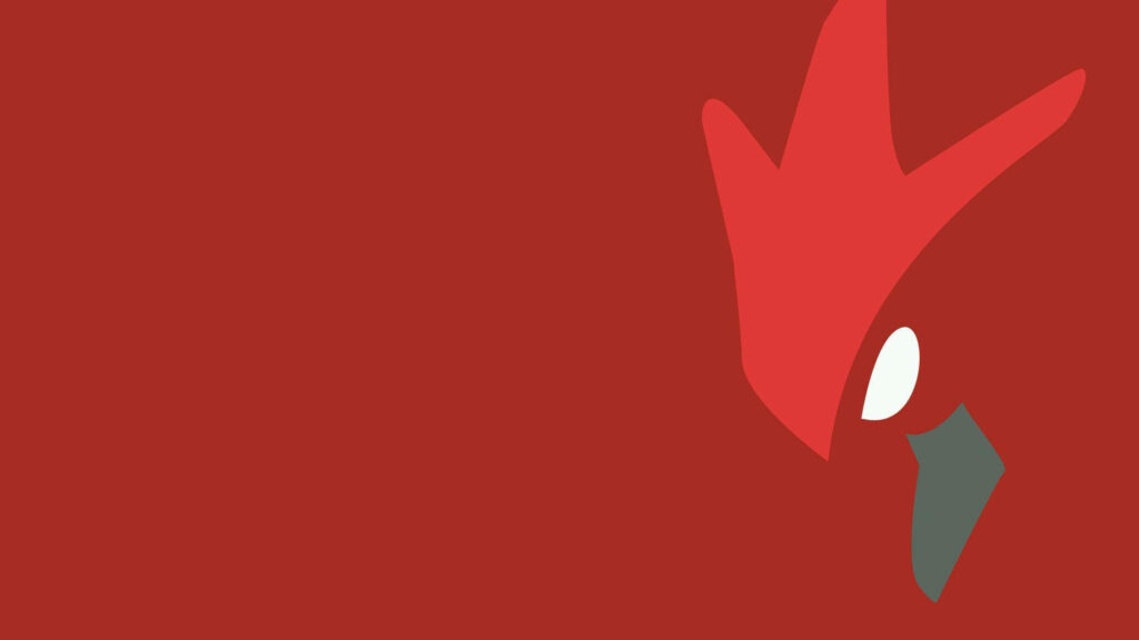 Minimalist Scizor Head Vector Art Wallpaper: Bold Red & Gray Design