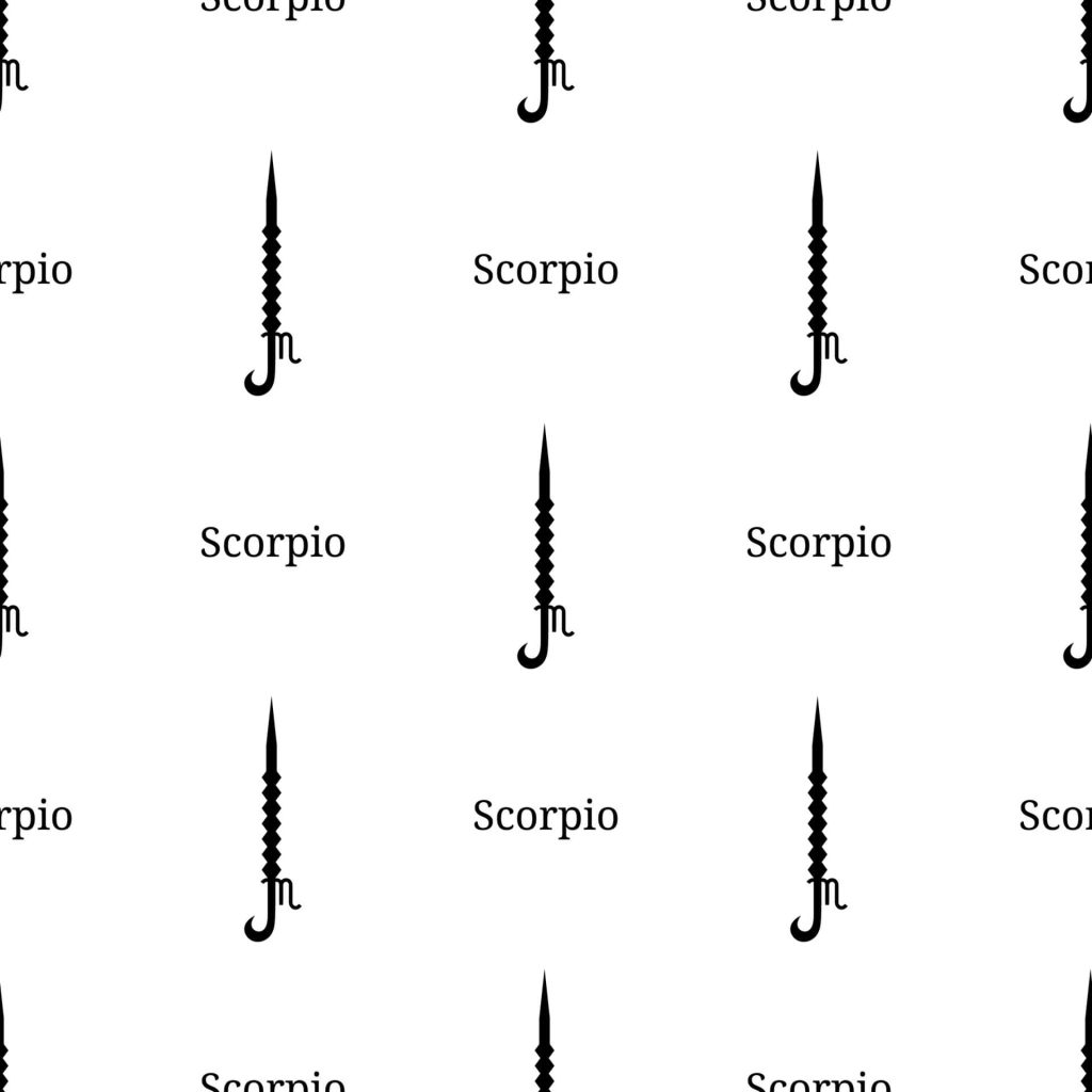 Minimalist black and white Scorpio zodiac sword pattern seamless wallpaper background design