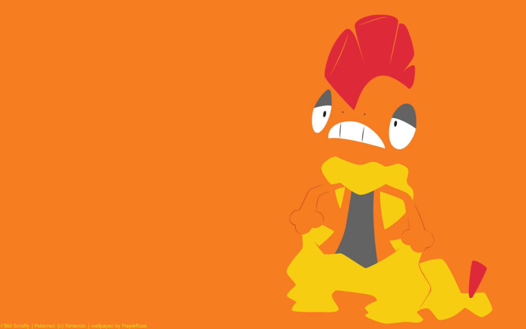 Minimalist Scrafty Vector Art on Orange Wallpaper Background