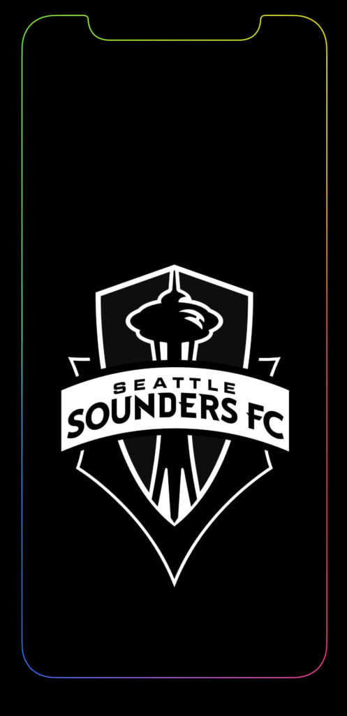 Minimalist Seattle Sounders FC Logo Wallpaper on Black Background