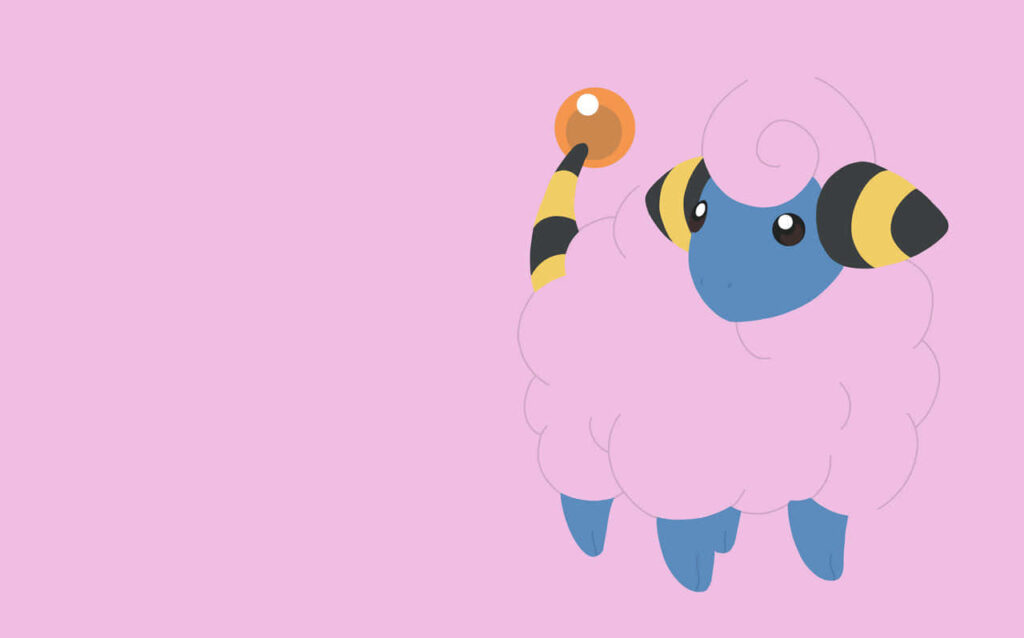 Minimalist Shiny Mareep Wallpaper: Bright Pink Pokémon Background