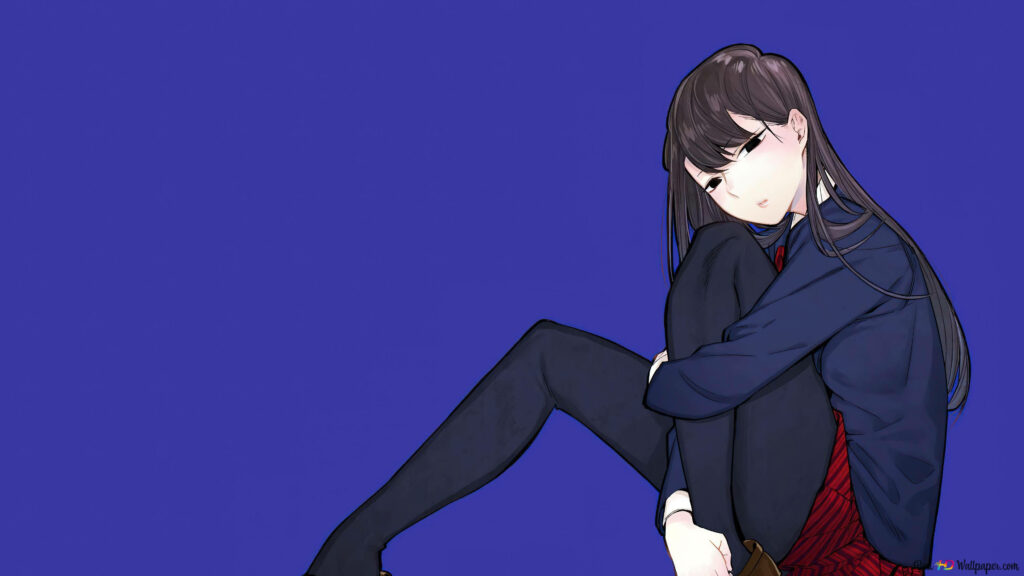 Minimalist Shoko Komi Wallpaper: Calm & Serene Blue Background