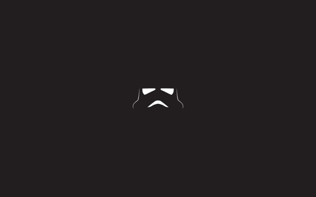 Minimalist Shoretrooper Mask Wallpaper on Black Background